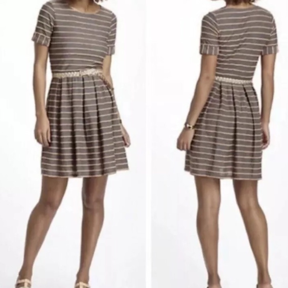Bordeaux Scalloped Stripe Dress